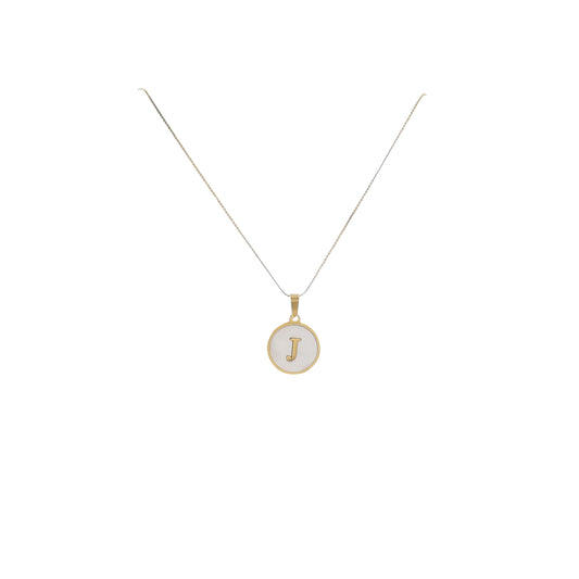 15" 18K Gold Plated Fine Rope Chain Necklace with Initial "J" Pearl Circle