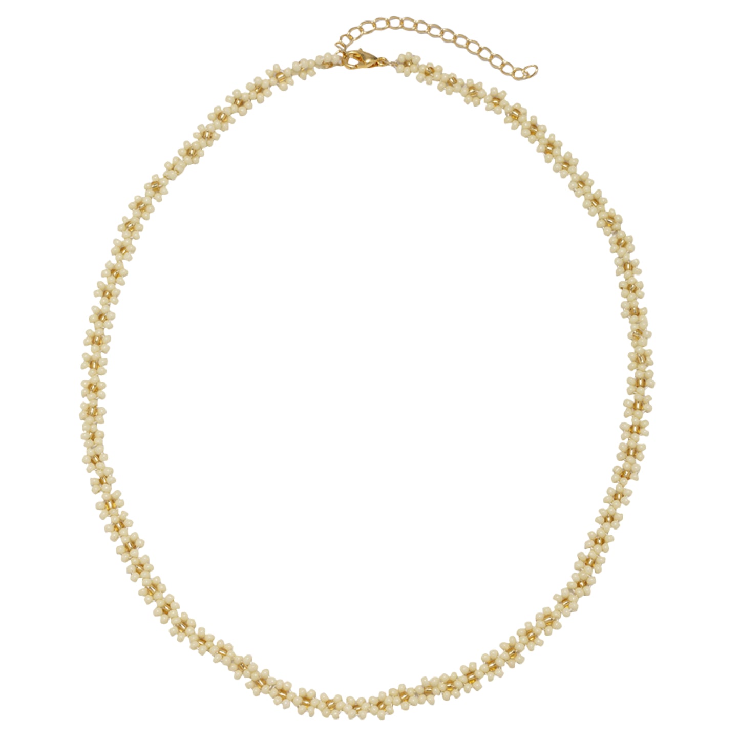 15" Cream Flower Beaded Necklace