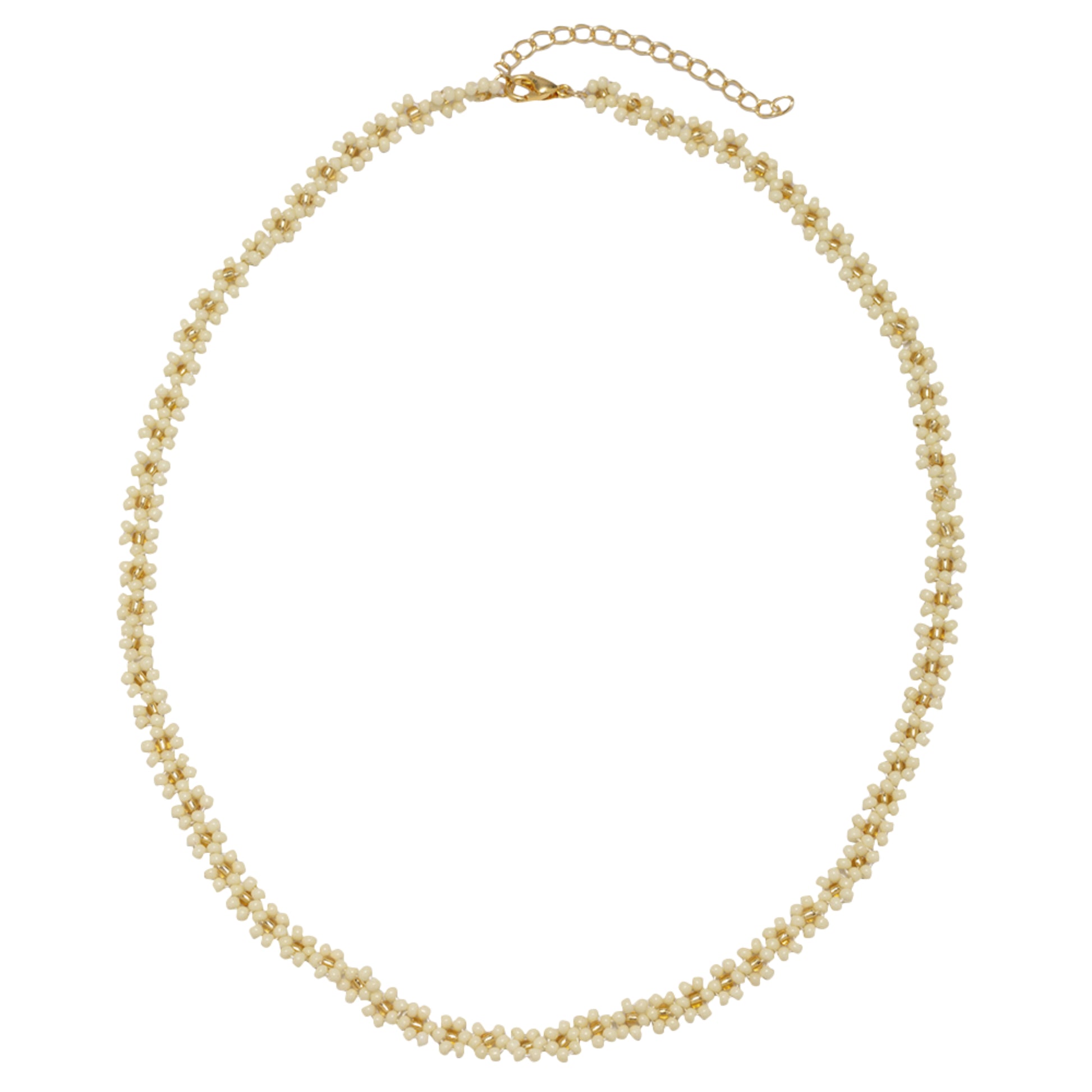 15" Cream Flower Beaded Necklace