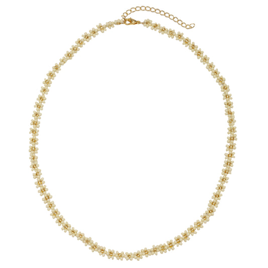 15" Cream Flower Beaded Necklace