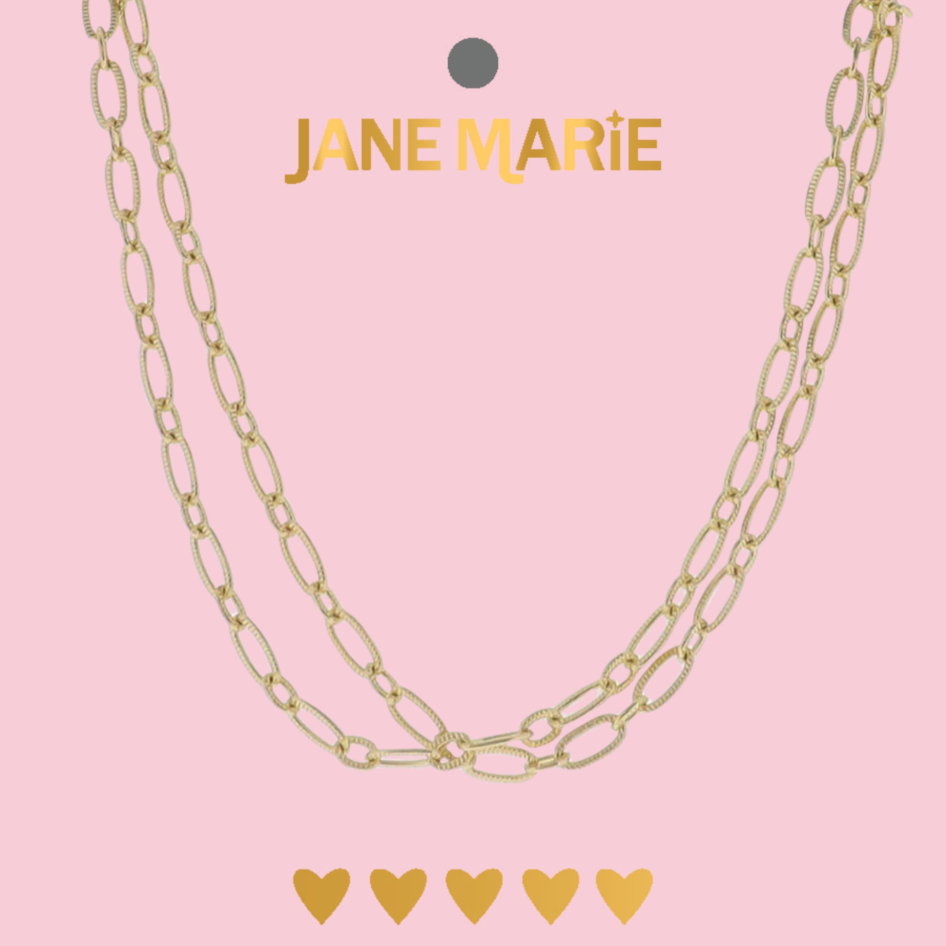 15" Gold Textured Oval Chain 2 Layer Necklace