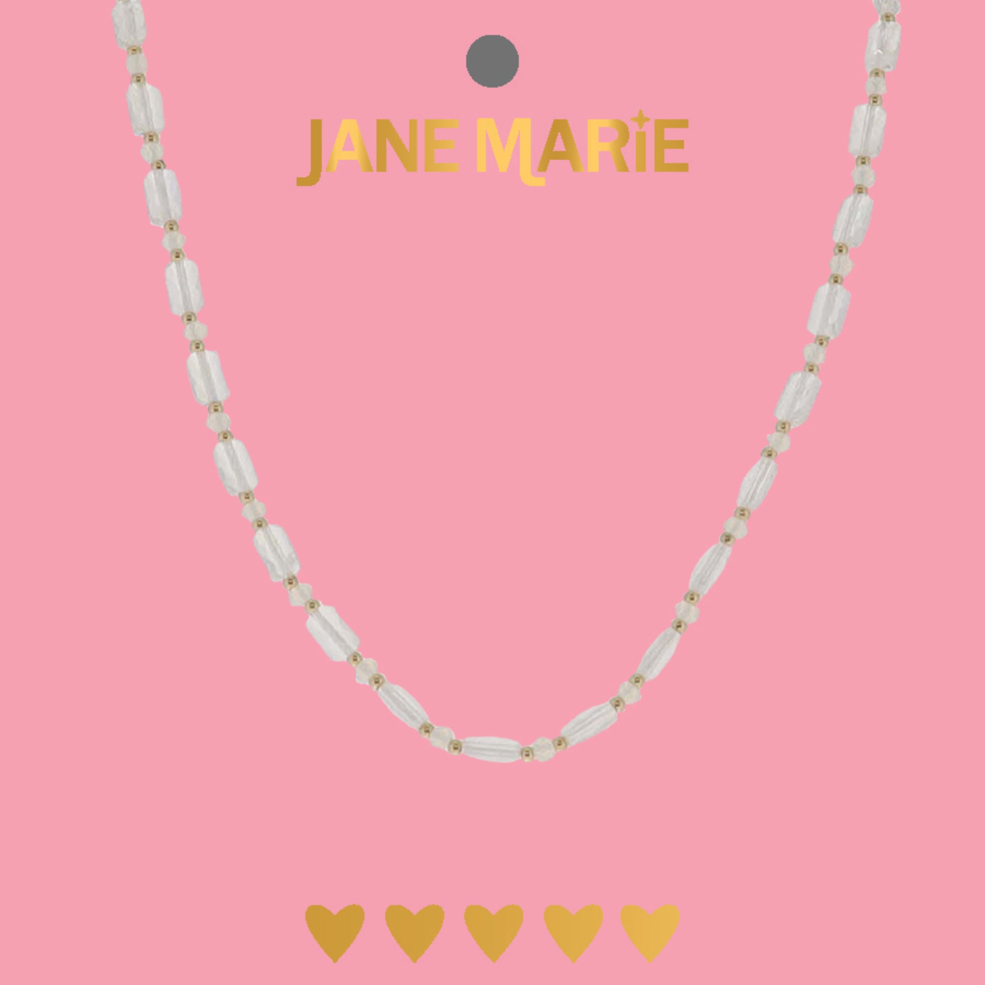 15" AB Clear Glass Beaded Necklace with Gold Accents