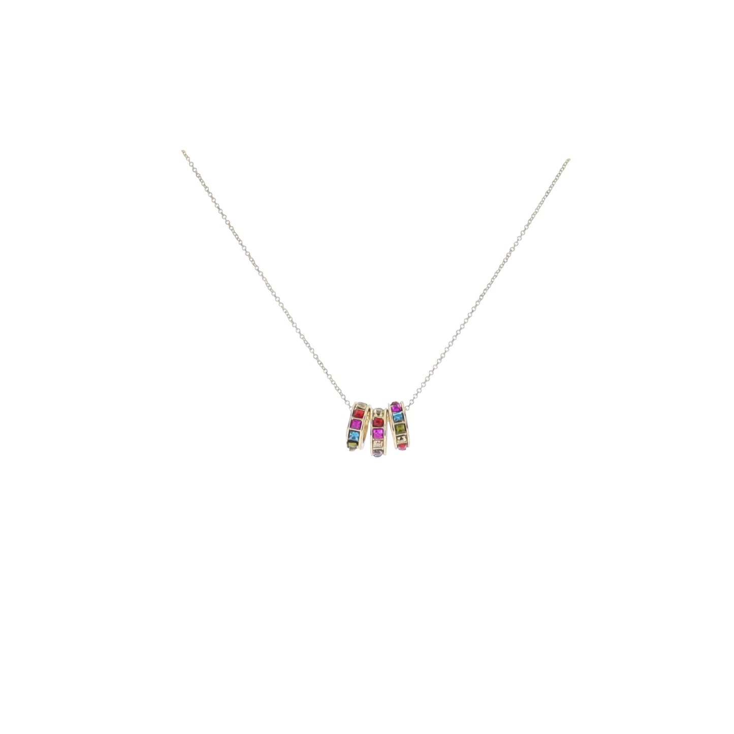 Kids 14" Gold Cable Chain Necklace with Multi Crystal Rondels