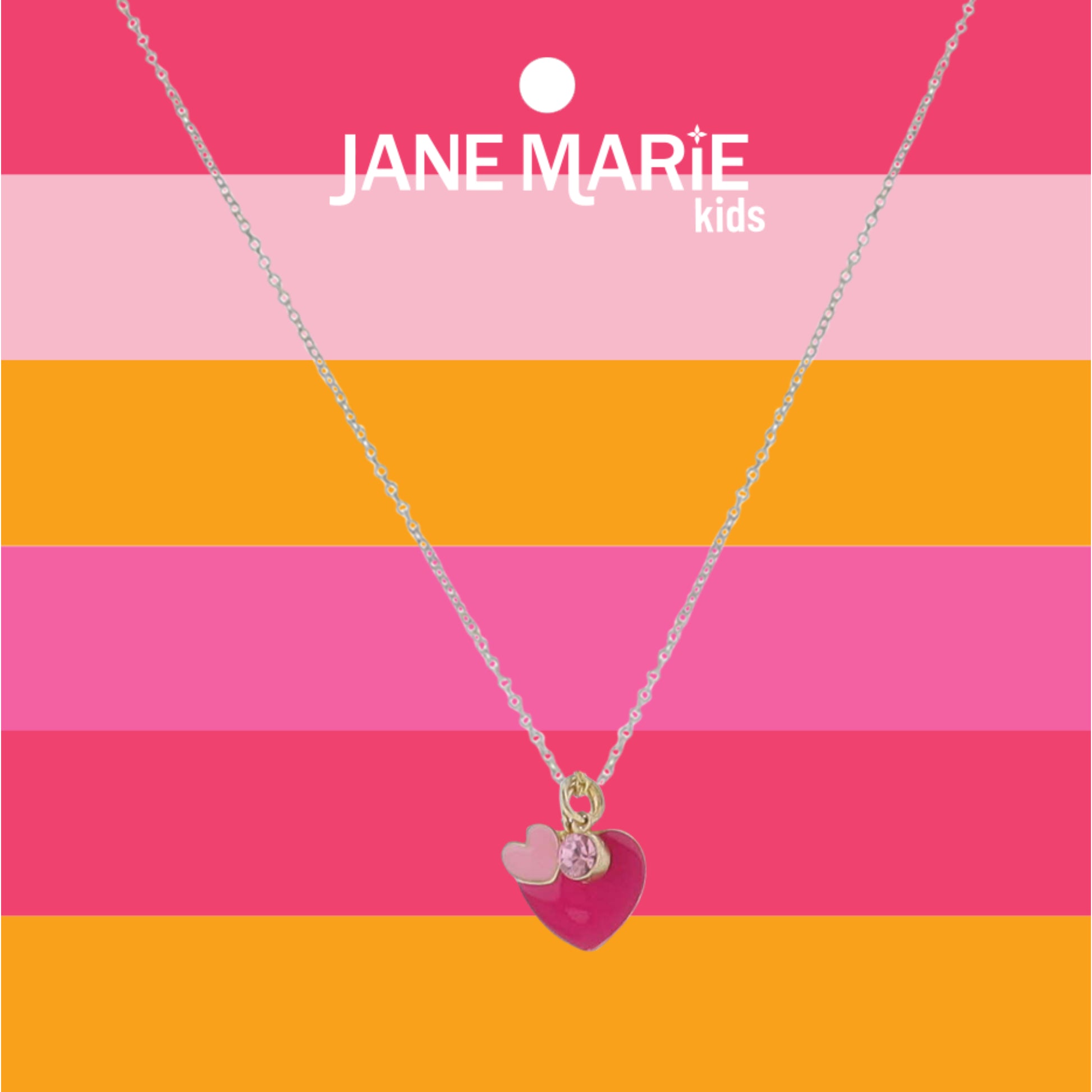 Kids 14" Gold Cable Chain Necklace with Pink Enamel Hearts