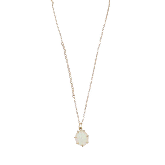 Gold Cable Chain Necklace with AB Confetti Stone