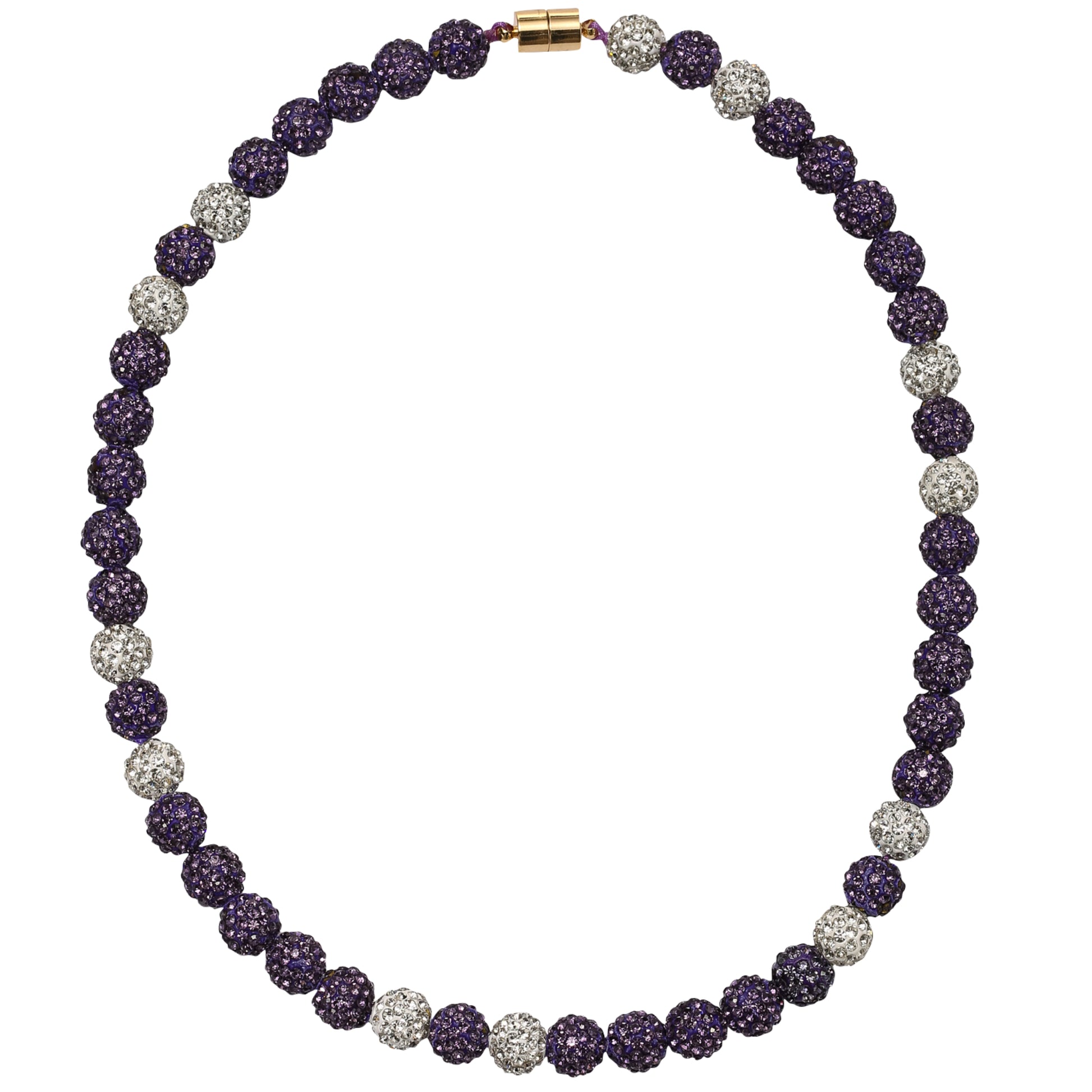 Kids Purple, White Bling Disco Ball Beaded Necklace