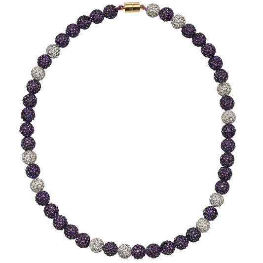 Kids Purple, White Bling Disco Ball Beaded Necklace