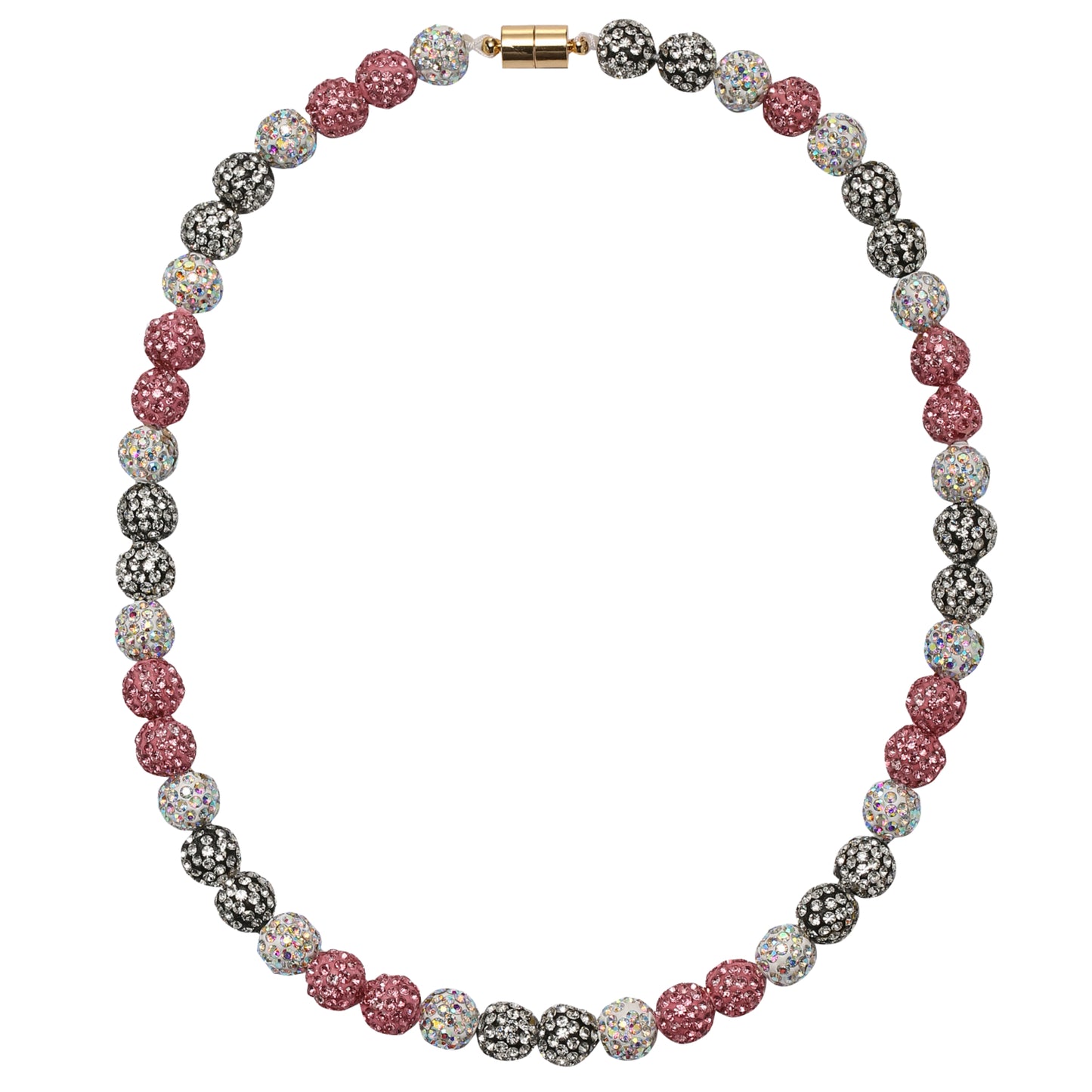 Kids Pink, White Bling Disco Ball Beaded Necklace