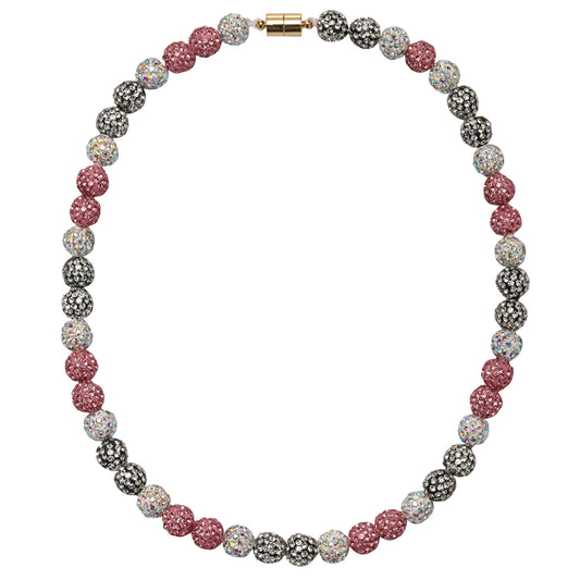 Kids Pink, White Bling Disco Ball Beaded Necklace