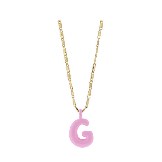 Kids 18K Gold Plated Chain Necklace with Pink "G"
