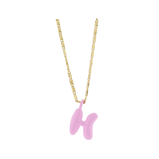 Kids 18K Gold Plated Chain Necklace with Pink "H"