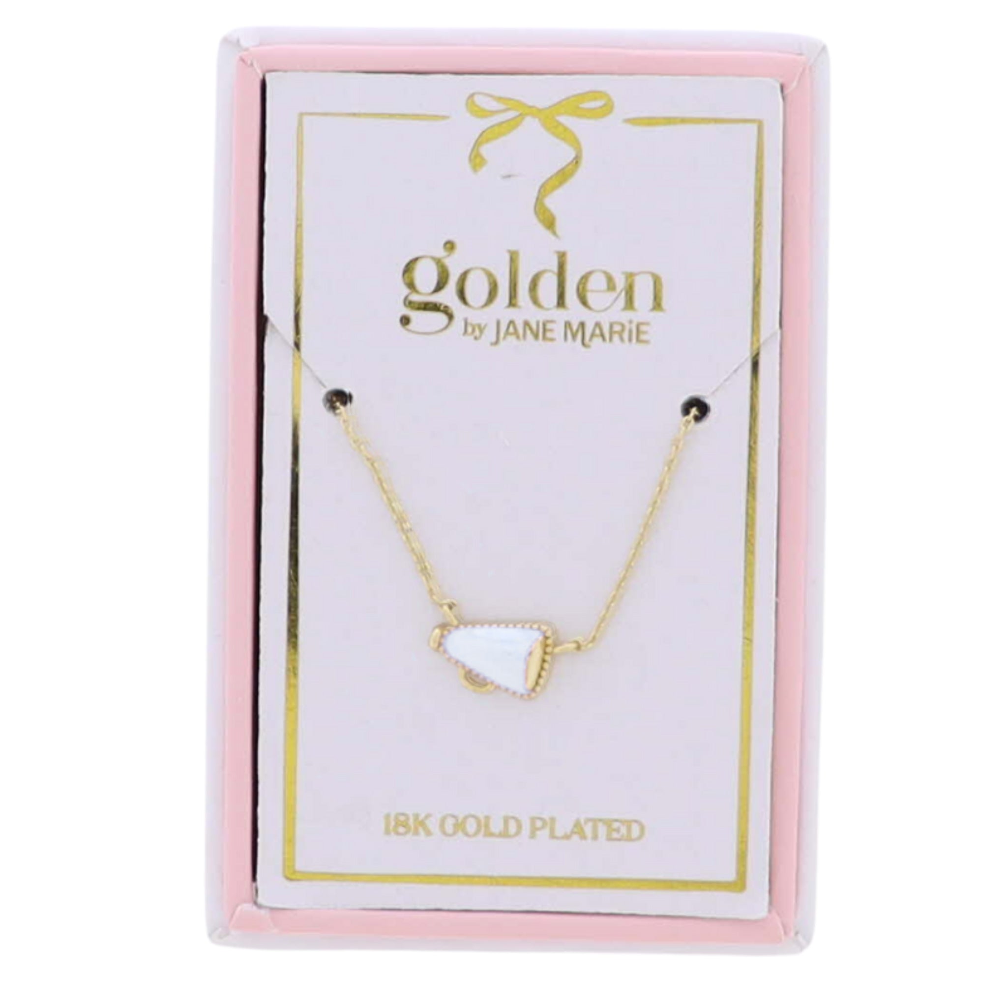 Kids 18K Gold Plated Necklace with White Megaphone