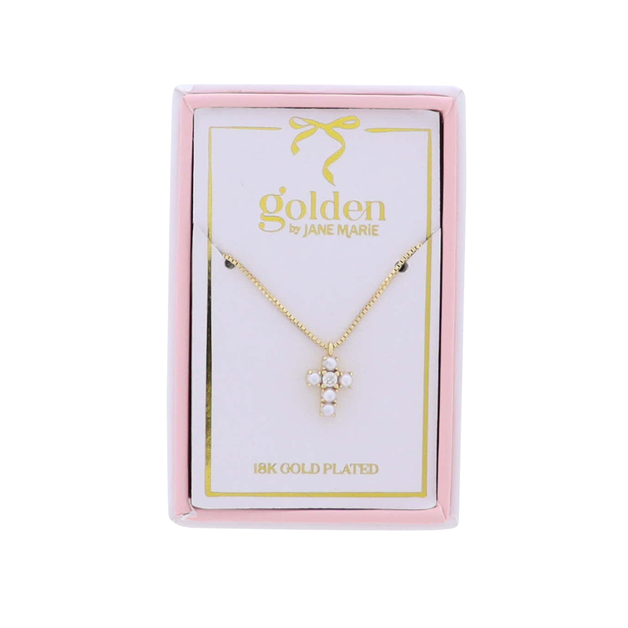 Kids 18K Gold Plated Necklace with Pearl Cross