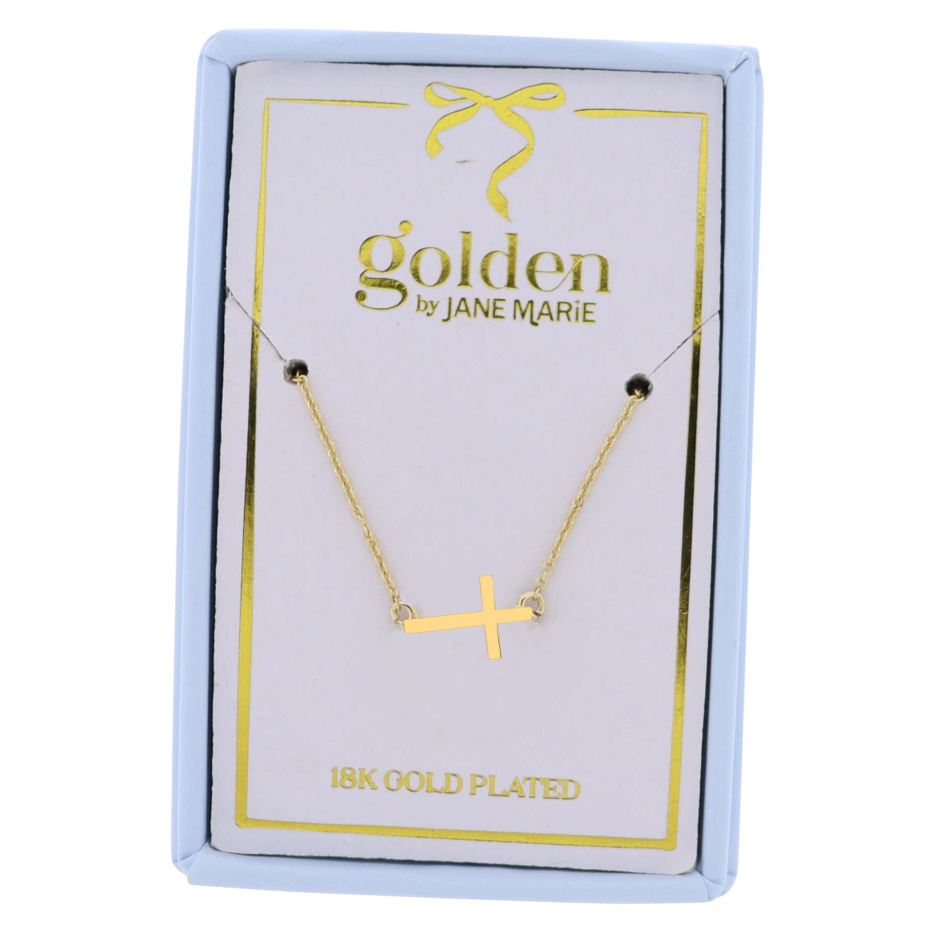 18K Gold Plated Chain Necklace with Gold Sideways Cross