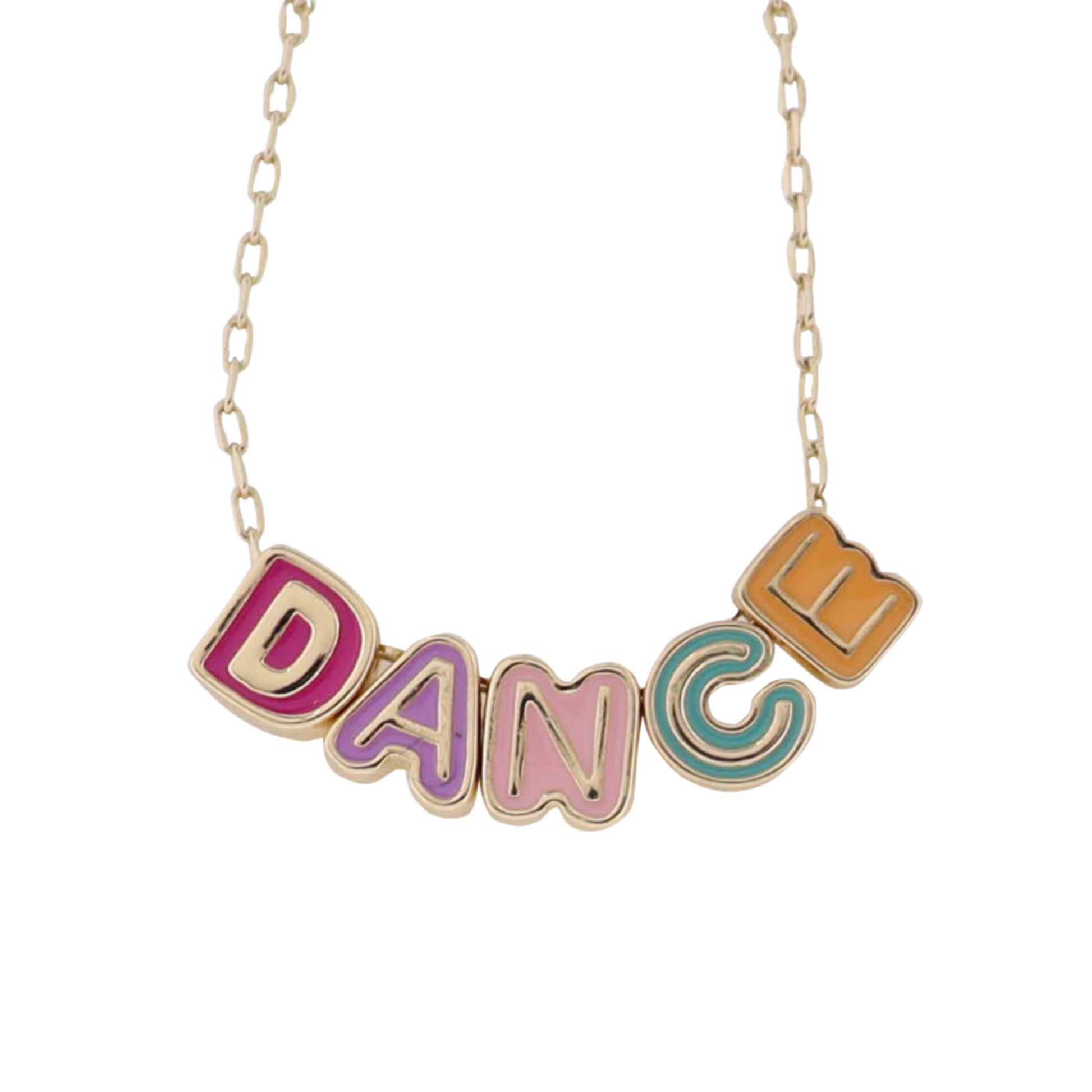 Kids Gold Paperlink Chain Necklace with Multi "Dance"