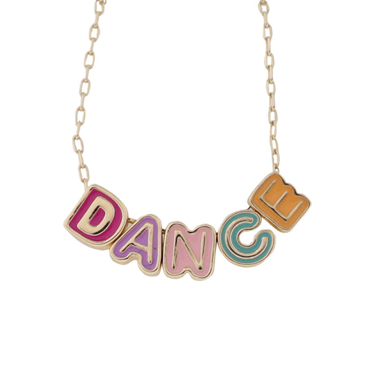 Kids Gold Paperlink Chain Necklace with Multi "Dance"