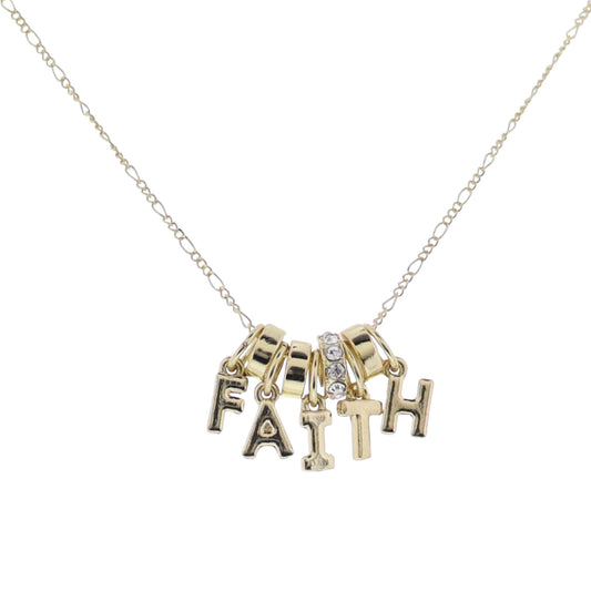 Gold Figaro Chain Necklace with "Faith"