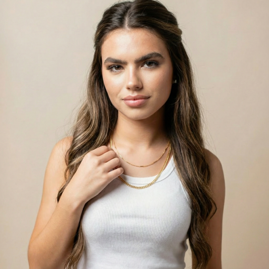 18K Gold Plated Gold Chain 2 Layer Necklace