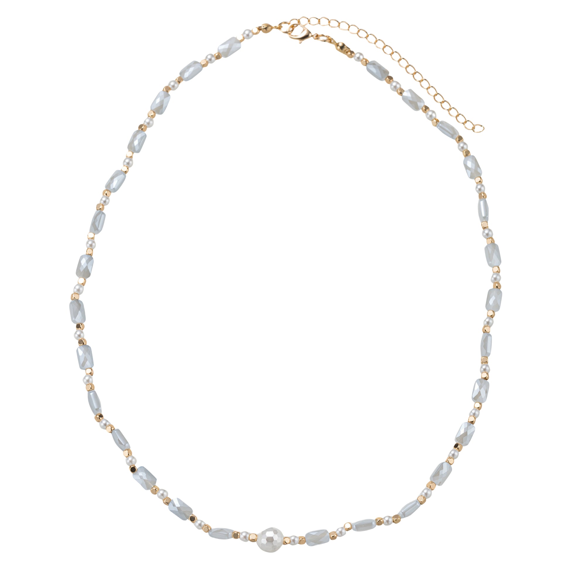 Grey, Pearl Beaded Necklace with Pearl Ball