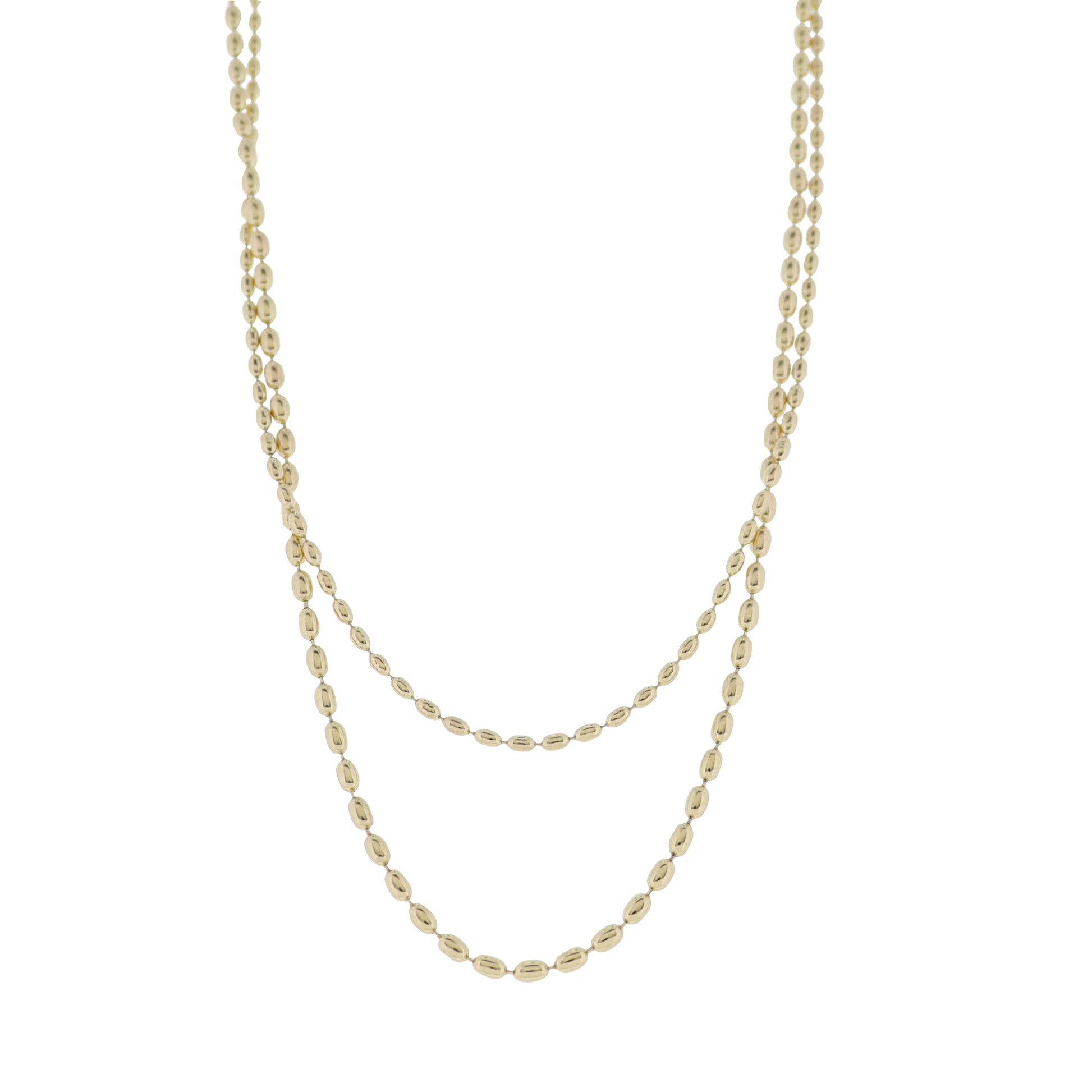 Gold 2 Layer Oval Ball Chain Necklace