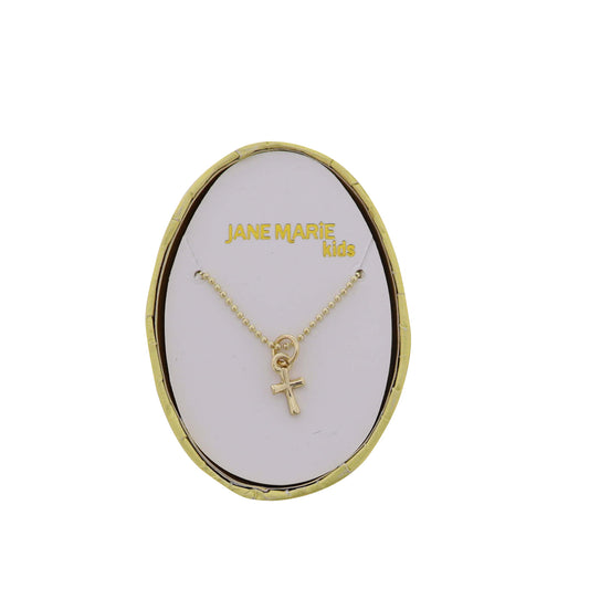 Kids Gold Cross on Gold Ball Chain Necklace