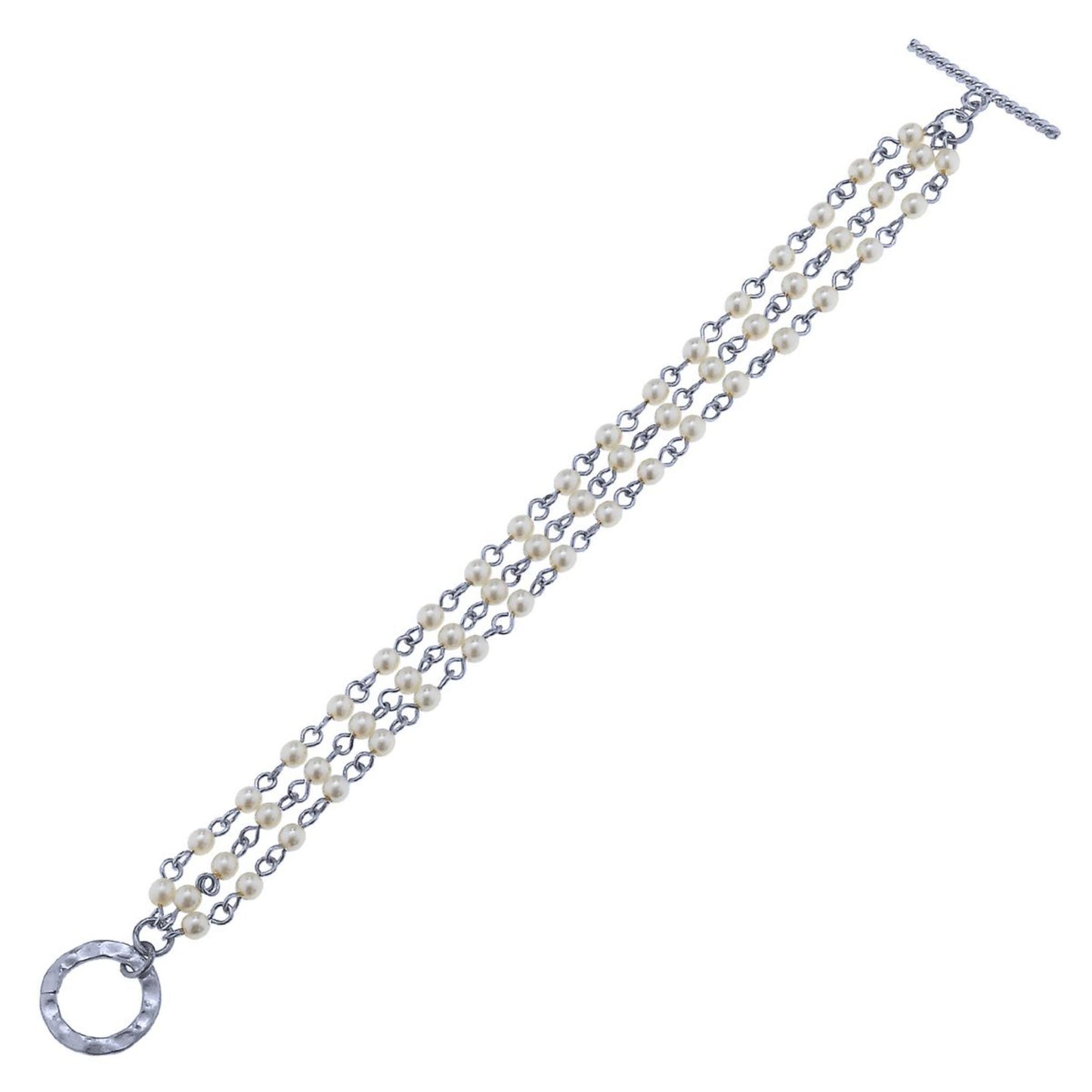 Antique Silver Linked Ivory Toggle Bracelet