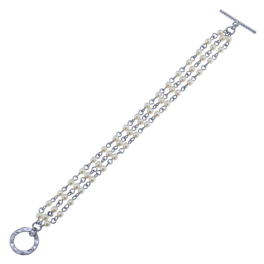 Antique Silver Linked Ivory Toggle Bracelet