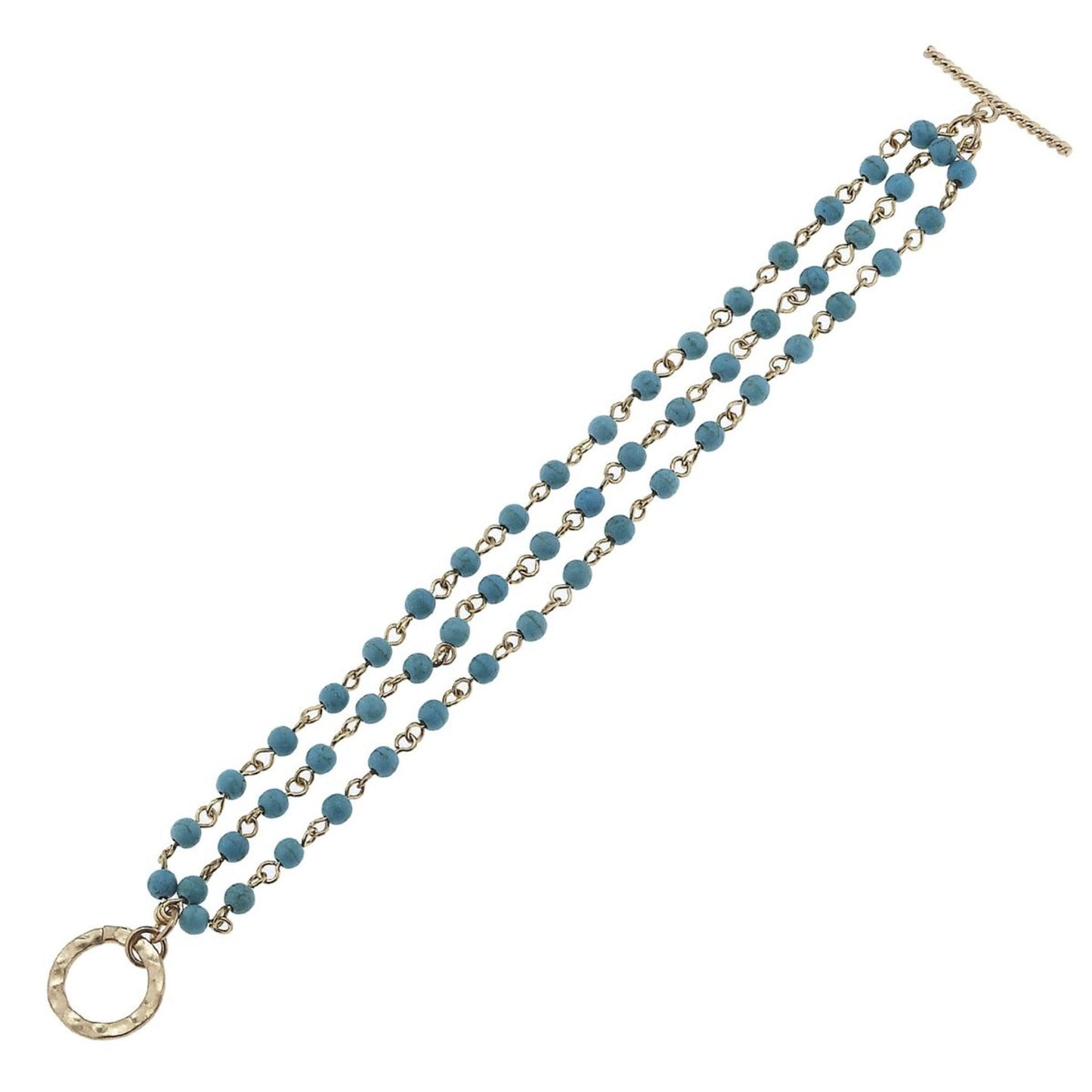 Antique Gold Linked Turquoise Toggle Bracelet