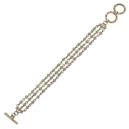 Antique Gold Linked Black Diamond Toggle Bracelet