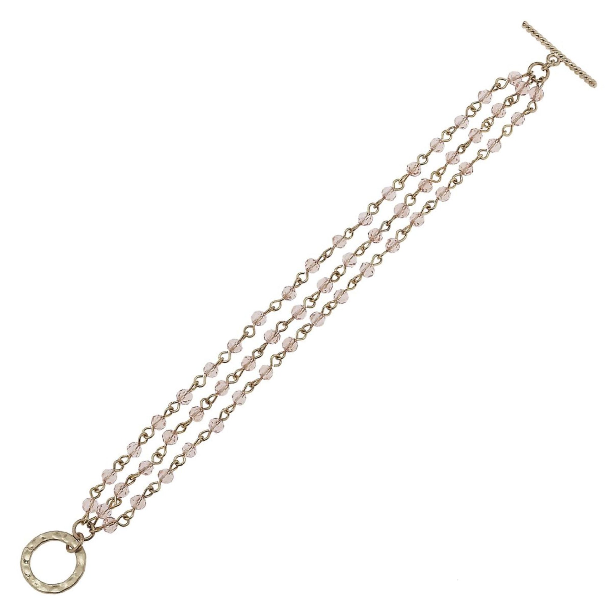 Antique Gold Linked Rose Toggle Bracelet