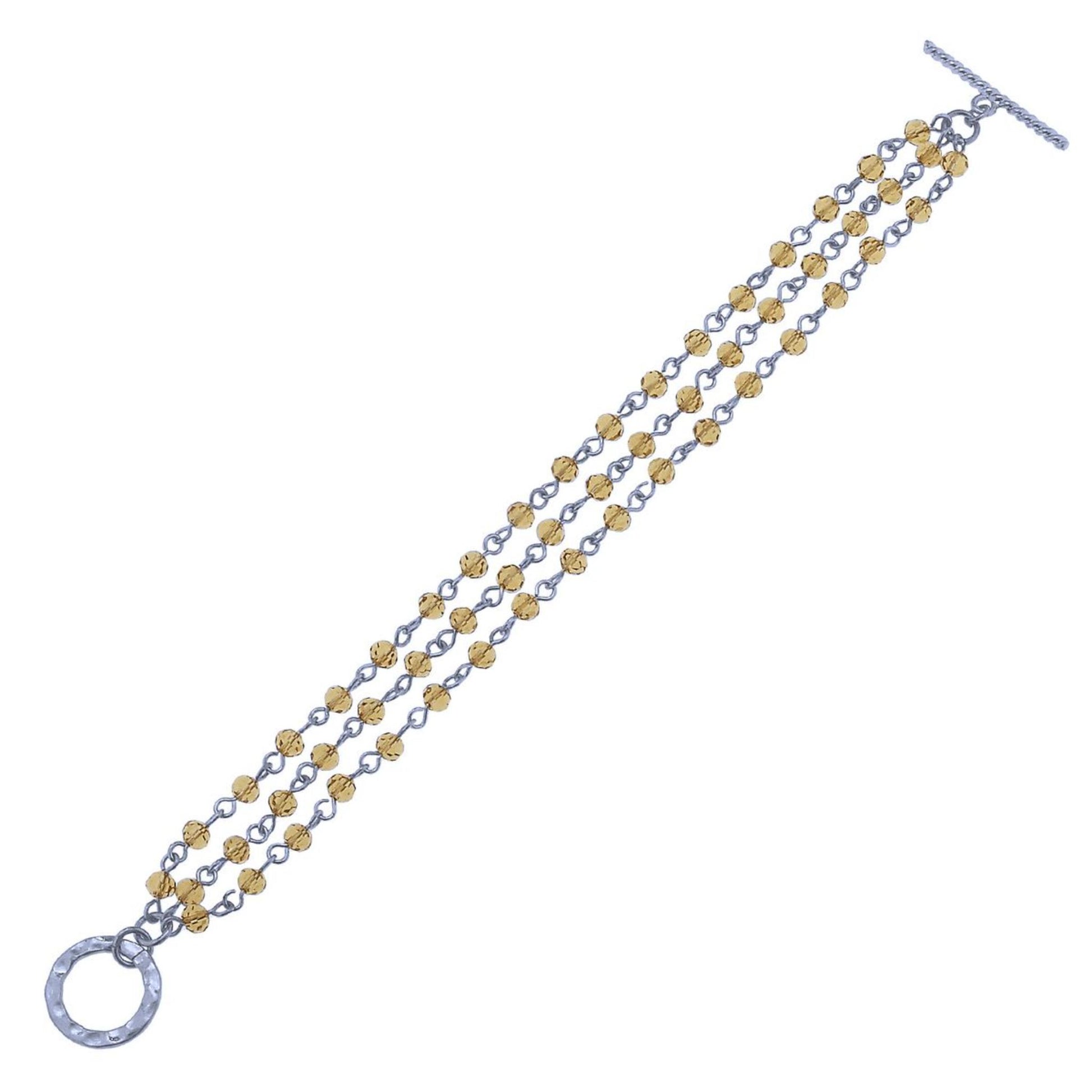 Antique Silver Linked Platinum Toggle Bracelet