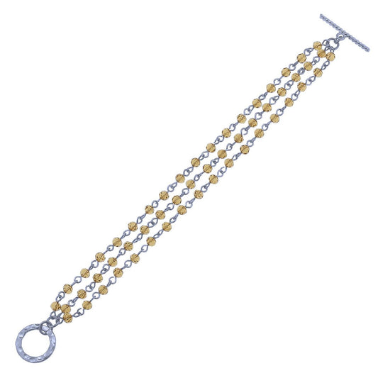 Antique Silver Linked Platinum Toggle Bracelet