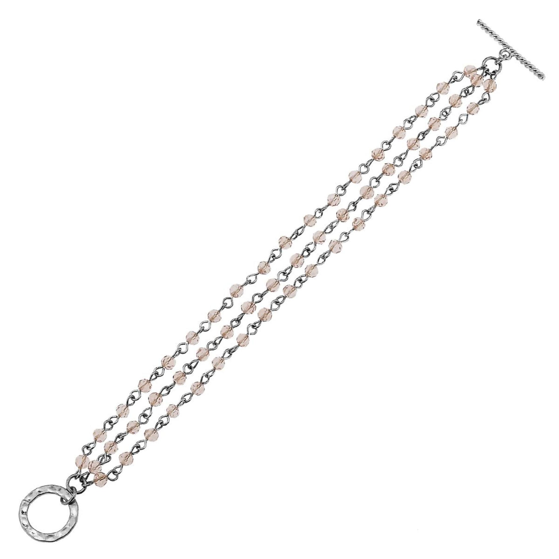 Antique Silver Linked Rose Toggle Bracelet