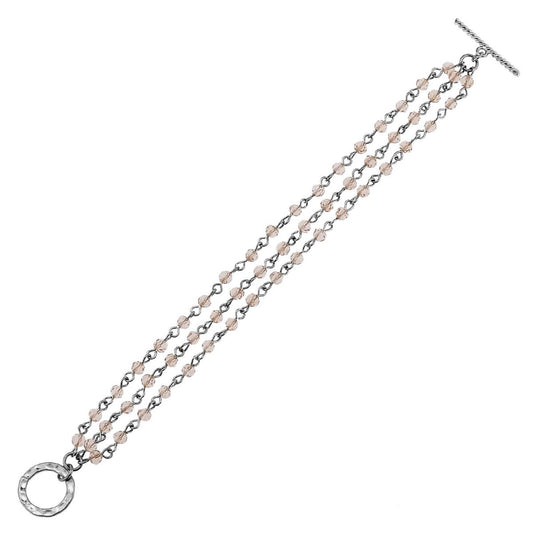 Antique Silver Linked Rose Toggle Bracelet