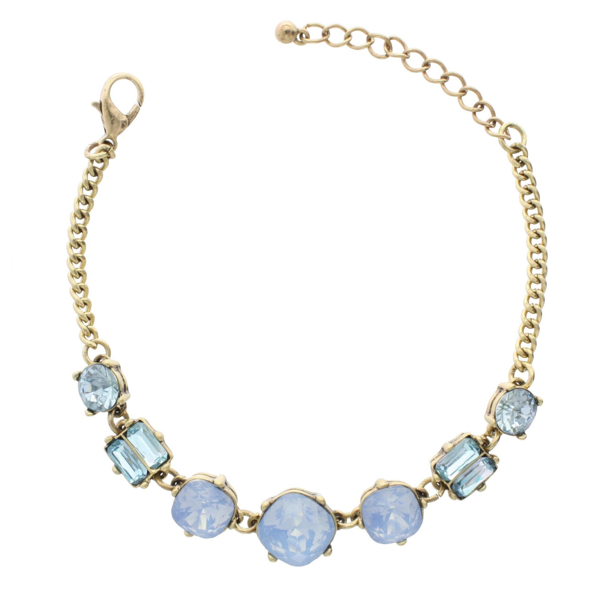 Light Blue Opal and Gold Linked Bracelet