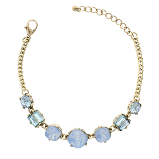 Light Blue Opal and Gold Linked Bracelet