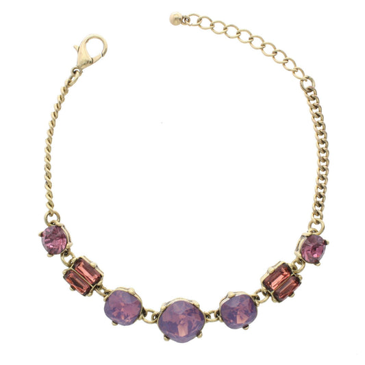 Purple Opal and Gold Linked Bracelet