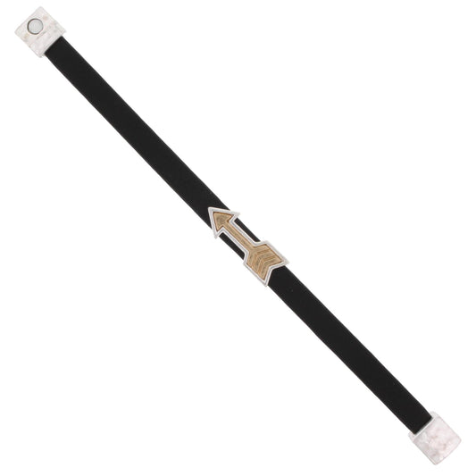 Kids Black Leather Bracelet with 2-Tone Arrow