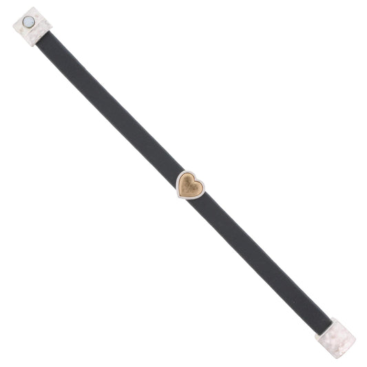 Kids Grey Leather Bracelet with 2-Tone Heart