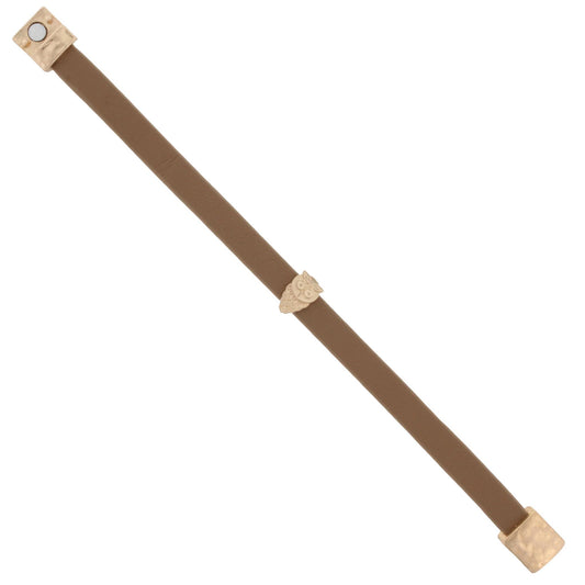 Kids Tan Leather Bracelet with Gold Owl