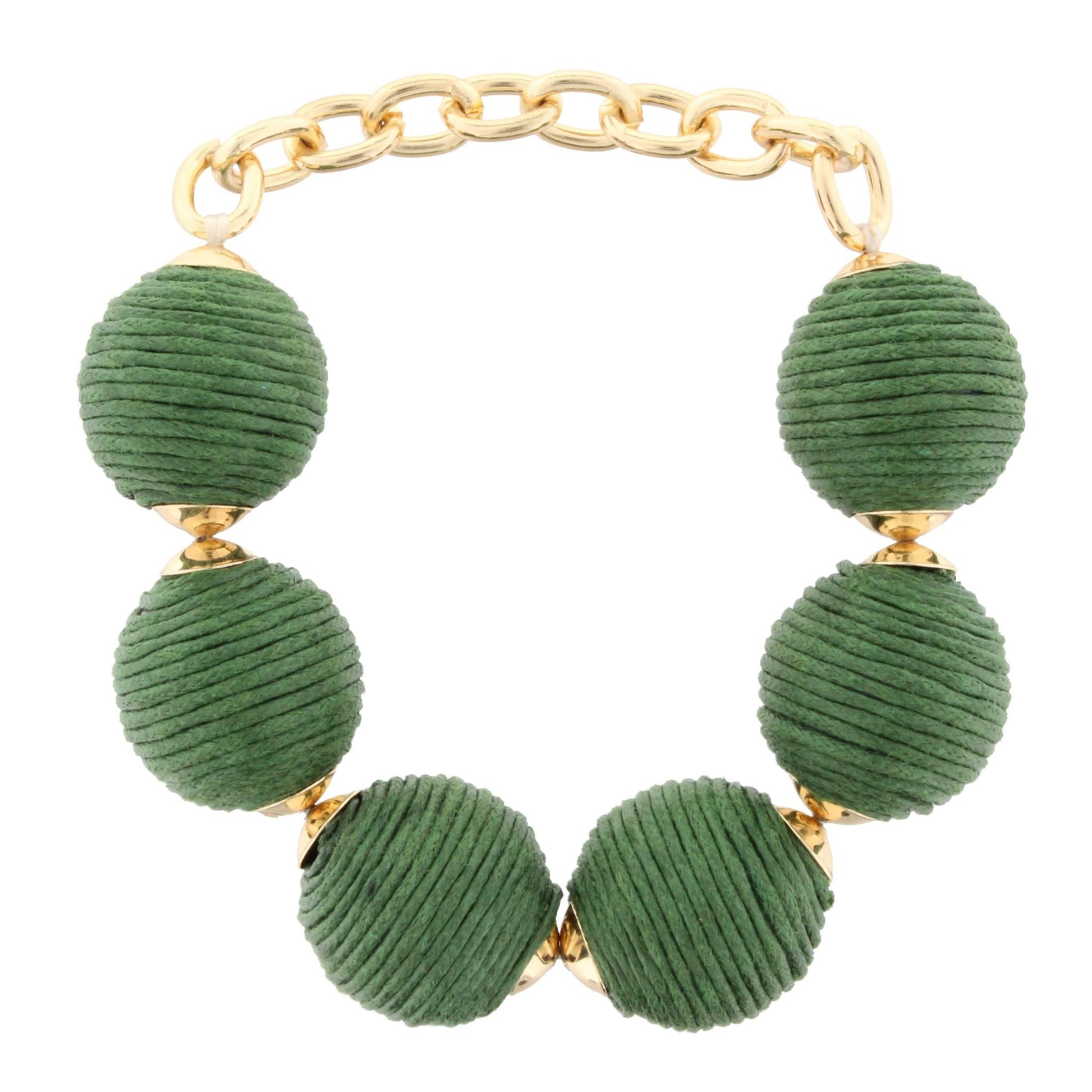 Olive Threaded Ball Bracelet