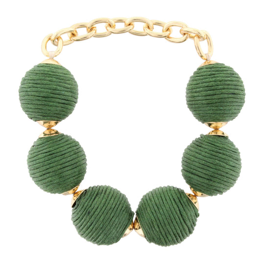 Olive Threaded Ball Bracelet