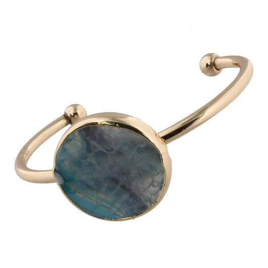 Blue Agate Circle Cuff Bracelet