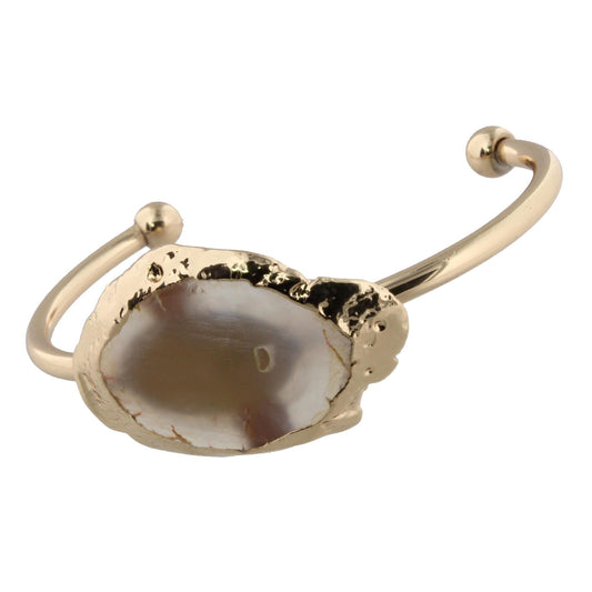 Natural Agate Slice Cuff Bracelet