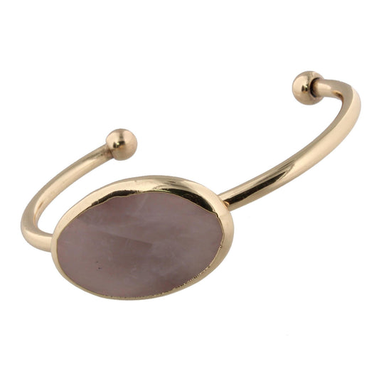 Oval Rose Quartz Cuff Bracelet