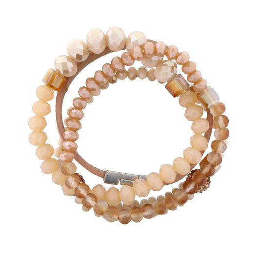 Champagne, Peach, and Peach Faux Leather Bracelets