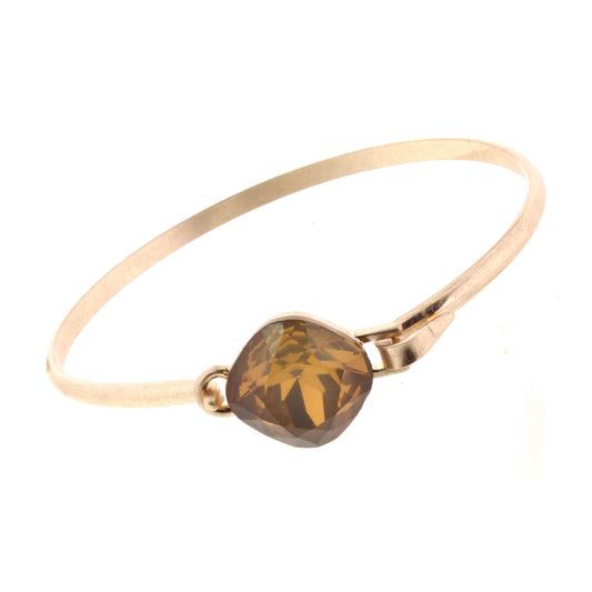 Gold Latch Bracelet with Brown Cube Rhinestone
