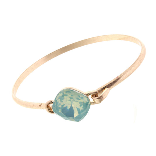 Gold Latch Bracelet with Mint Cube Rhinestone
