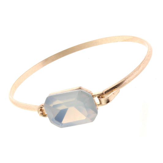 Gold Latch Bracelet with Large Opal Square Rhinestone