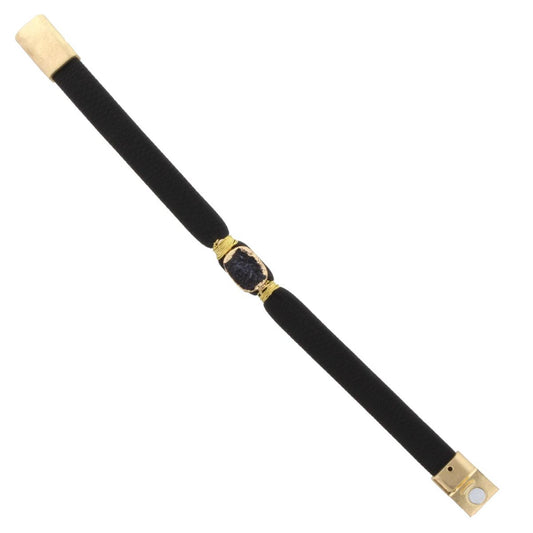 Jet Leather Bracelet with Jet Druzy